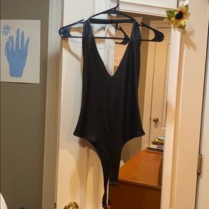 Black halter top bodysuit